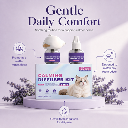 Mirivzlle’s dual-pheromone diffuser helps create a calmer, safer-feeling home for cats struggling with urine marking, fighting, scratching and hiding.